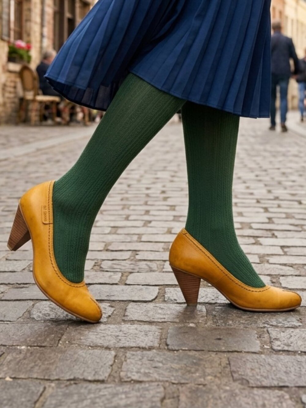 Fly London Yellow Leather Square Heel
